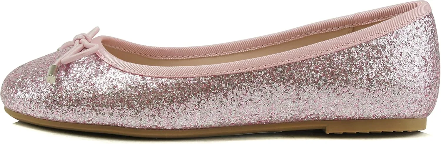 Soda Toast-2 Kids/Children/Girls Fashion Classic Sparkly Glitter Mary Jane Flat Rounded Ballet Shoes