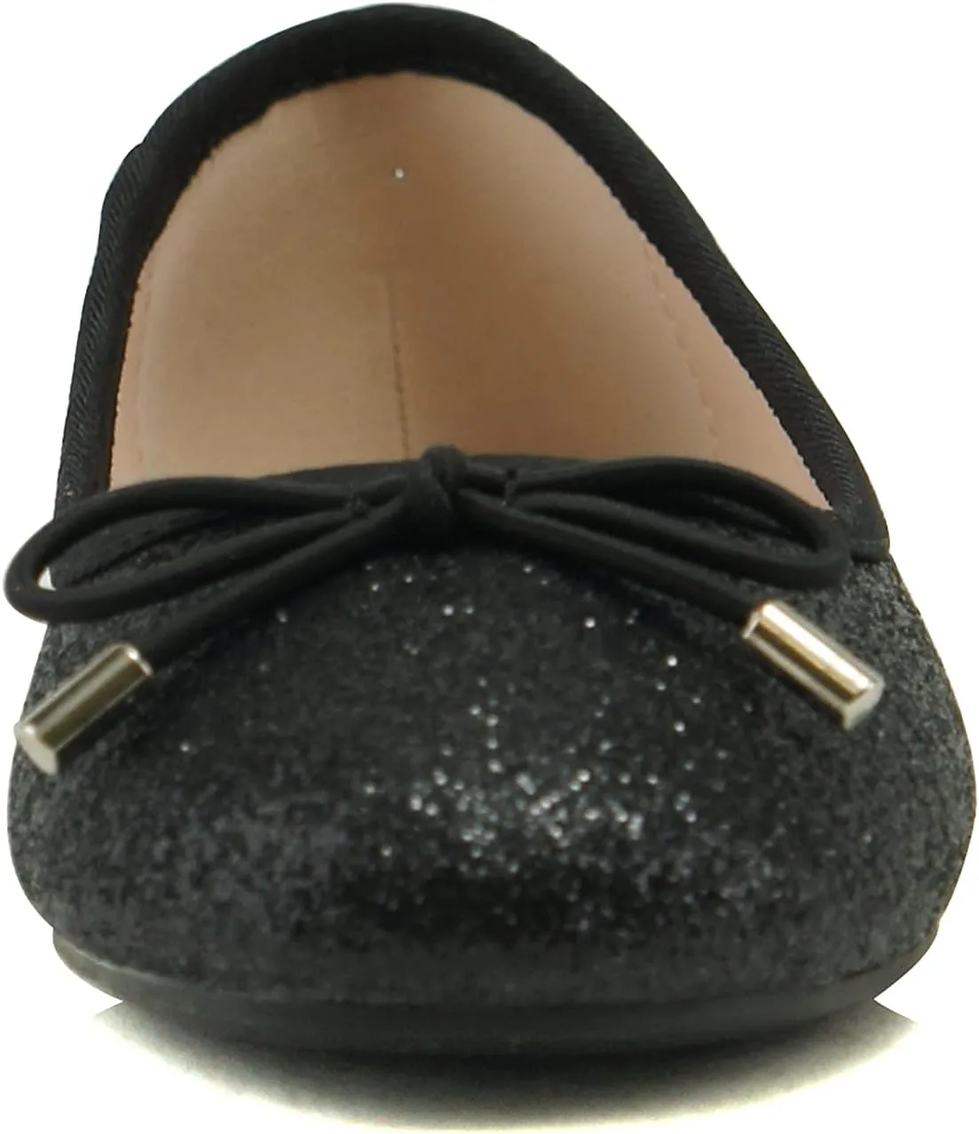 Soda Toast-2 Kids/Children/Girls Fashion Classic Sparkly Glitter Mary Jane Flat Rounded Ballet Shoes