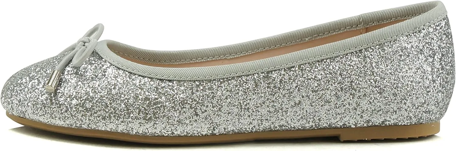 Soda Toast-2 Kids/Children/Girls Fashion Classic Sparkly Glitter Mary Jane Flat Rounded Ballet Shoes