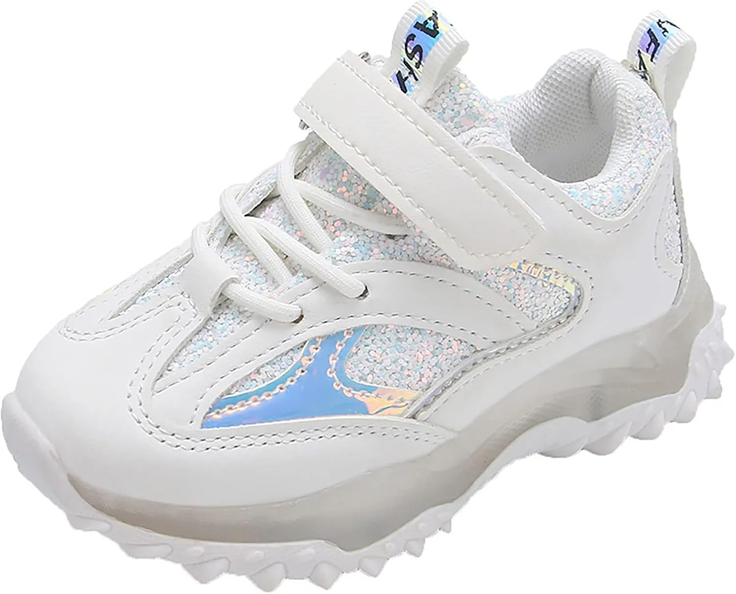 Sole Non Slip Light up Sneakers for Kids Childrens Lace Strap Glitter Mesh Breathable Sport Shoes Outdoor Running Casual