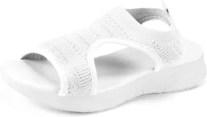 Summer Sandals For Women Comfortable Air Cushion Support Walking Slingback Open Toe Sandal Breathable Knit Flat Sandals