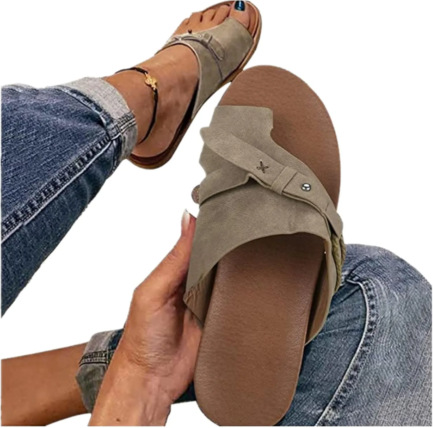 Summer Sandals For Women,Women Strappy Flat Sadals Flat Dressy Flip-Flops Clip Toe T-Strap Gladiator Thong Beach Sandals