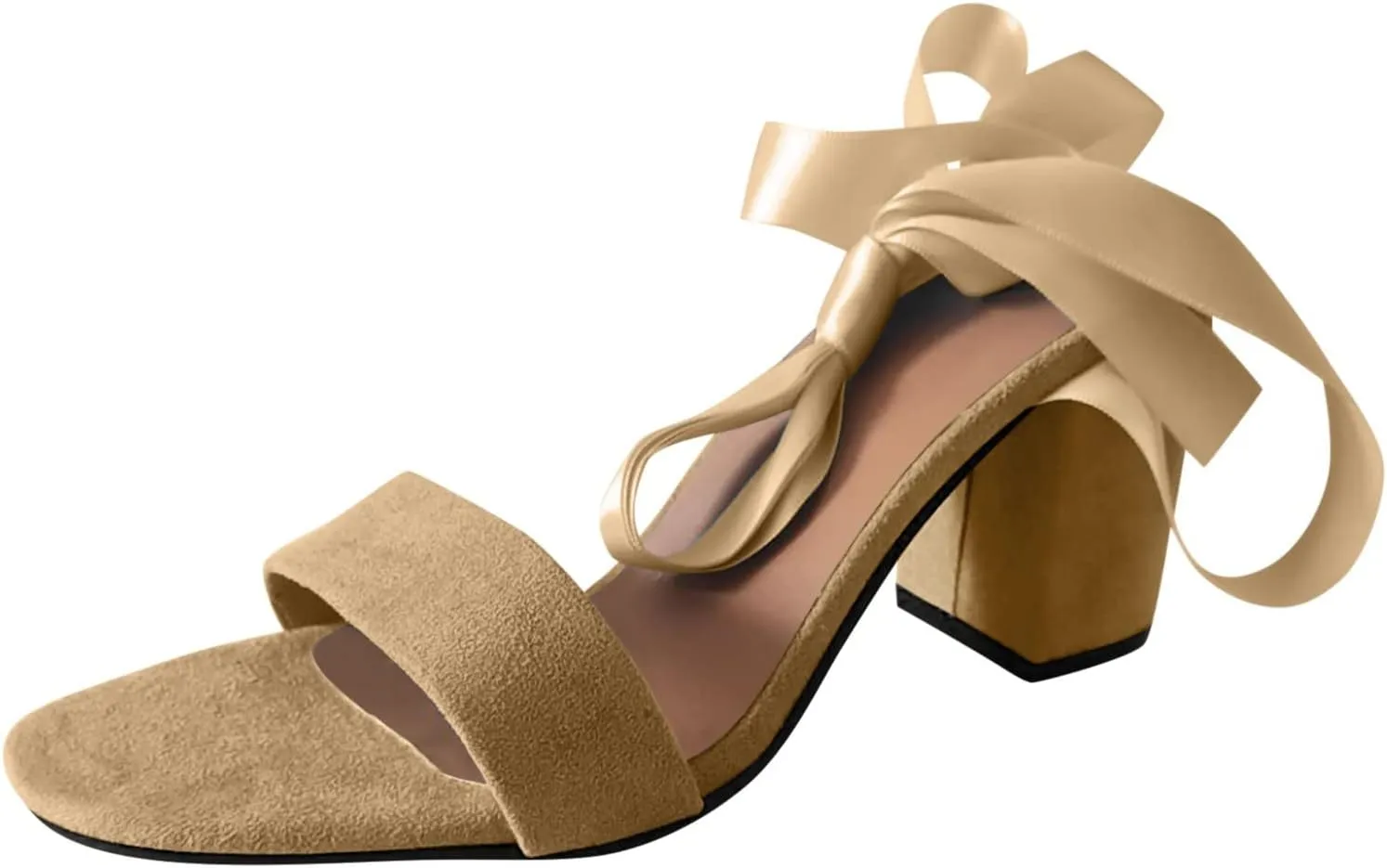 Summer Womens Chunky Heels Sandals Fashion Casual Strappy Lace Up Block High Heel Sandal Solid Color Dressy Comfy Open Toe Ladies Heeled Shoes