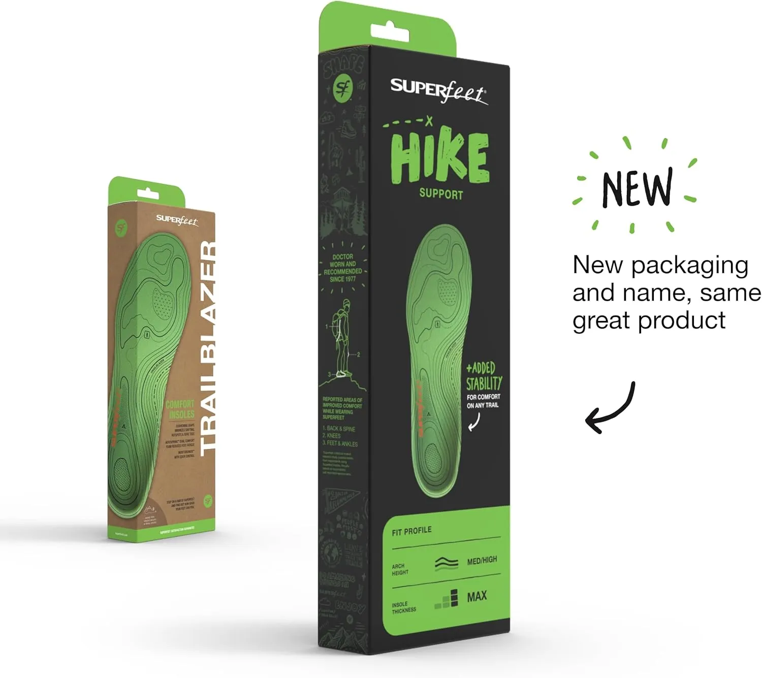 Superfeet Hike Support Insoles - Trim-to-Fit Comfort Carbon Fiber Orthotic Inserts for Hiking Boots or Shoes - Professional Grade - 9.5-11 Men, 10.5-12 Women