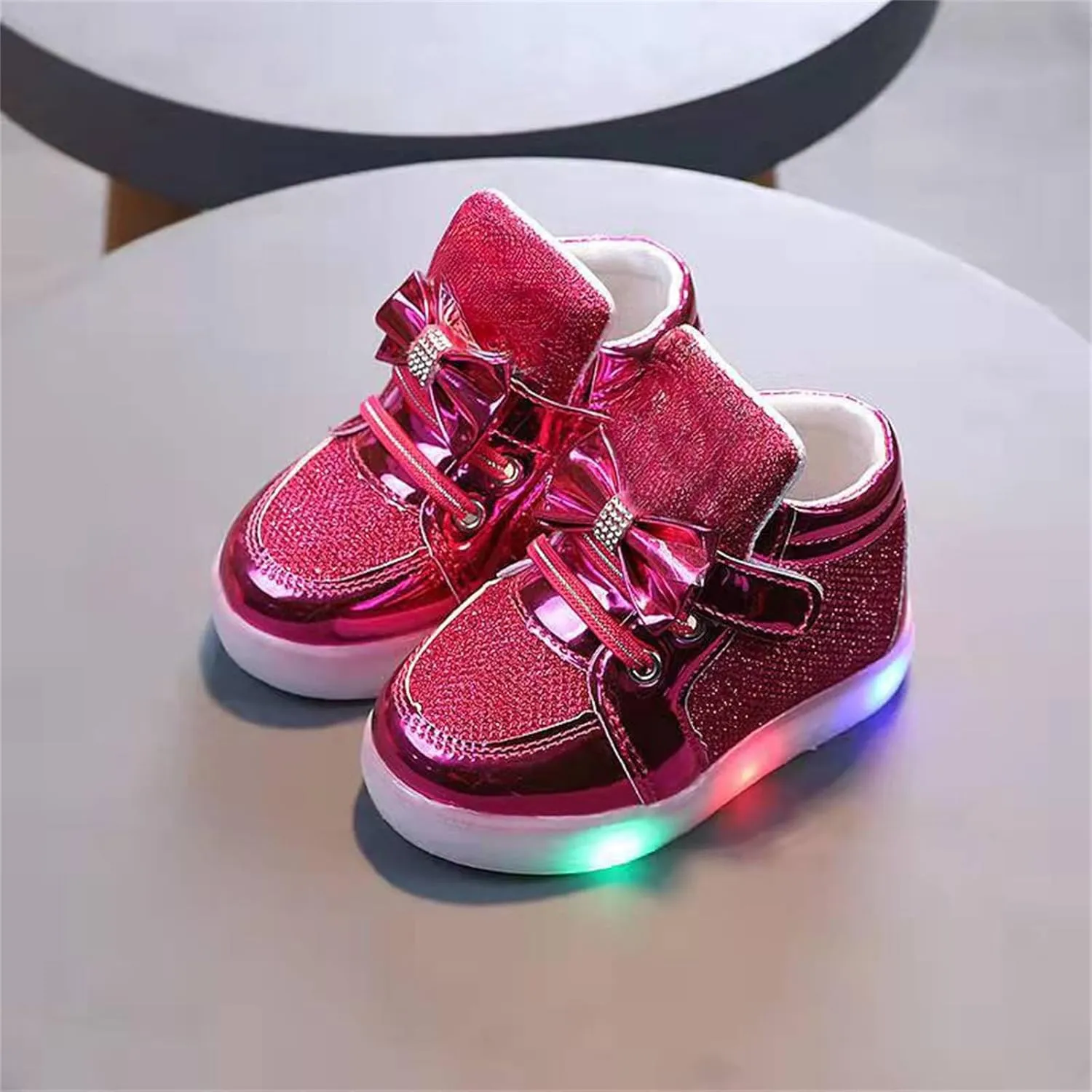 Toddler Baby LED Light Shoes Kids Glitter High Top Non Slip Boots Fashion Little Boys Girls Flashing Mesh Sneakers