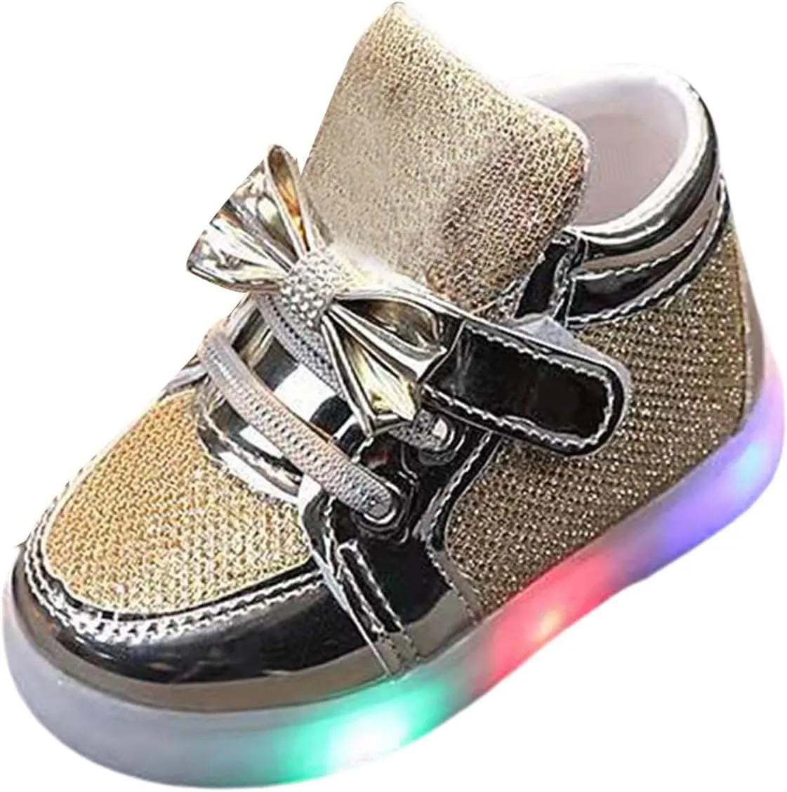 Toddler Baby LED Light Shoes Kids Glitter High Top Non Slip Boots Fashion Little Boys Girls Flashing Mesh Sneakers