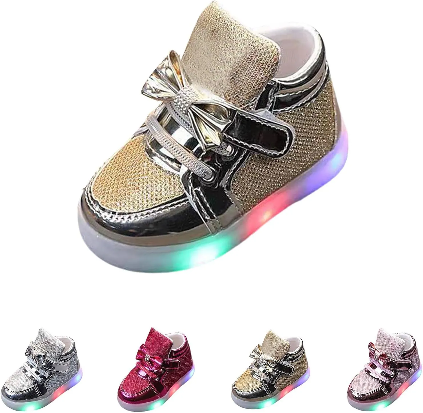 Toddler Baby LED Light Shoes Kids Glitter High Top Non Slip Boots Fashion Little Boys Girls Flashing Mesh Sneakers