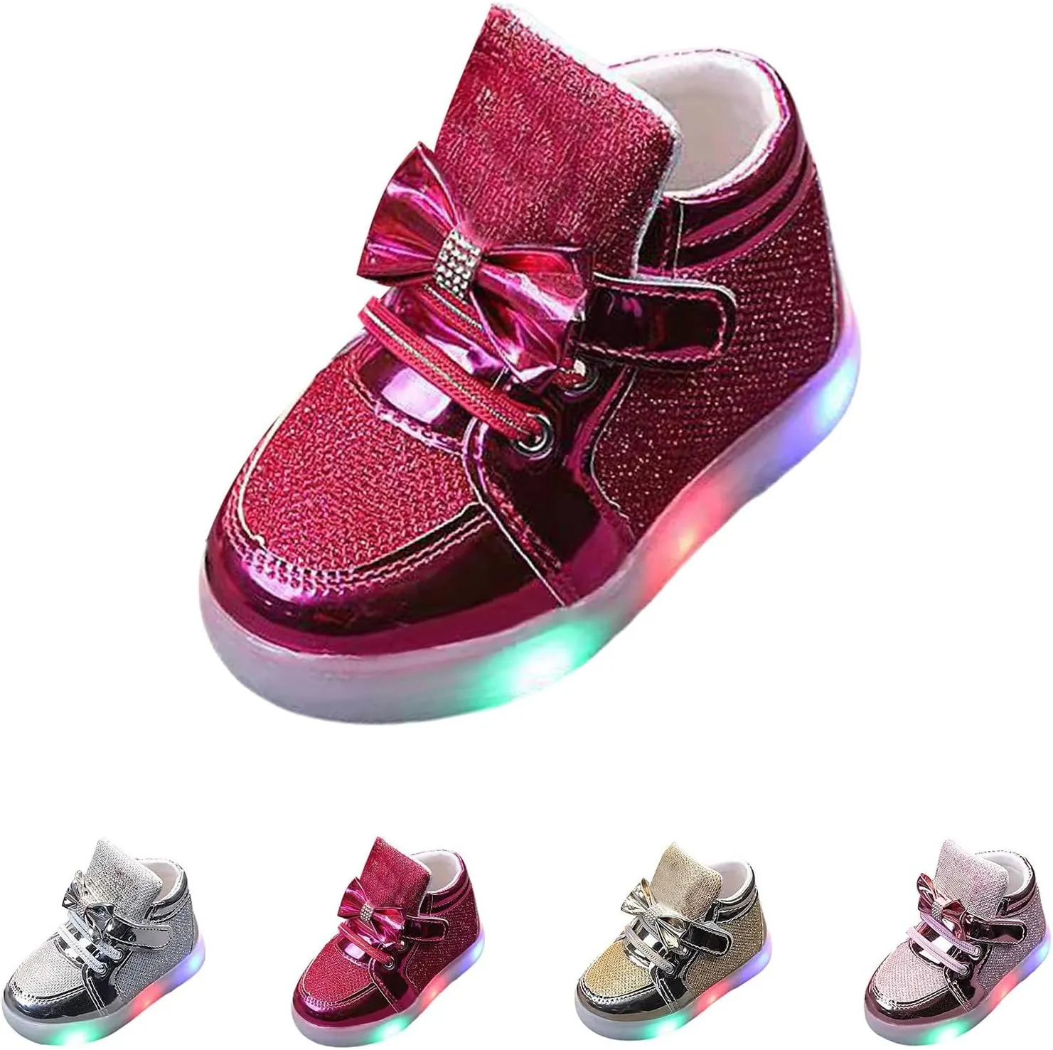 Toddler Baby LED Light Shoes Kids Glitter High Top Non Slip Boots Fashion Little Boys Girls Flashing Mesh Sneakers
