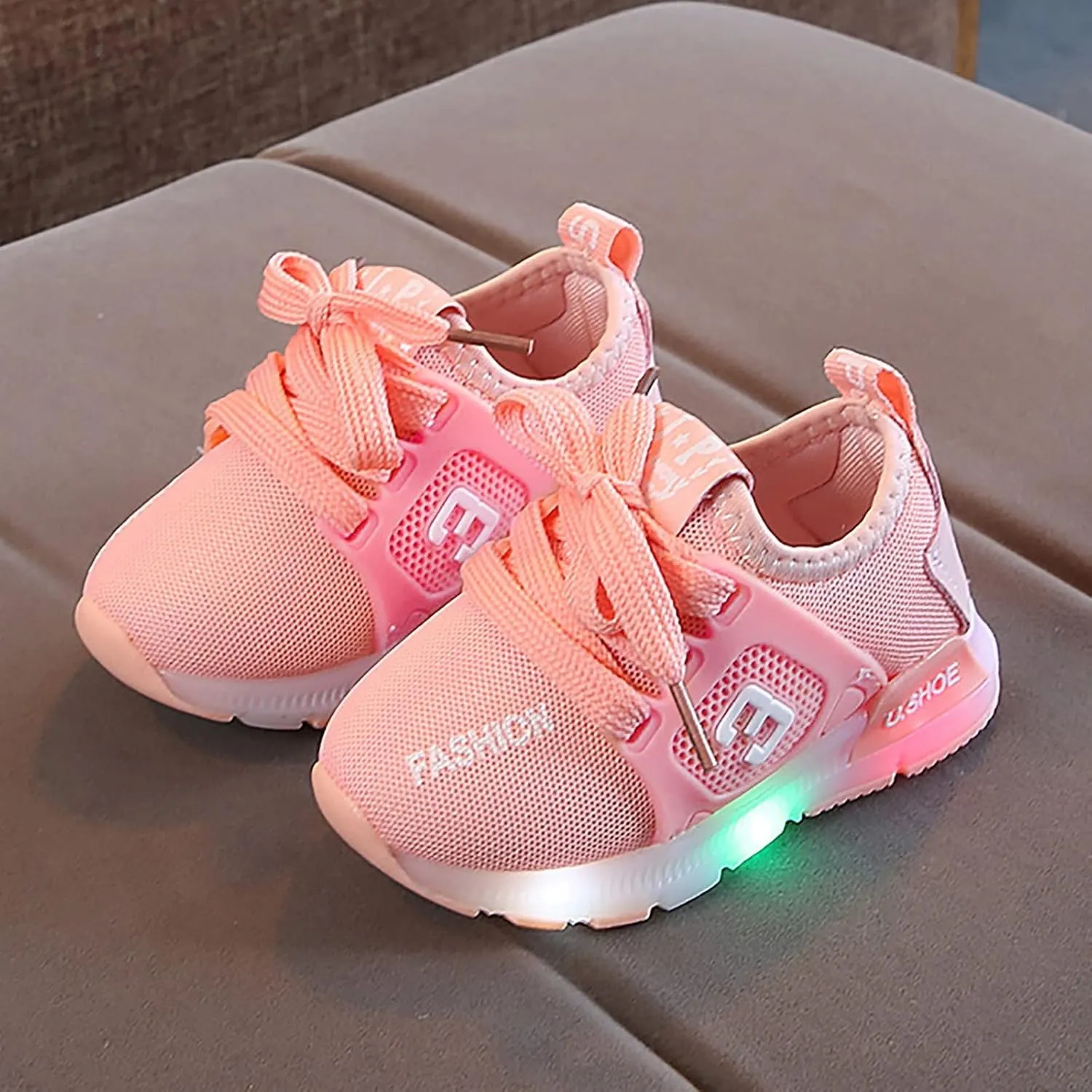 Toddler Boys Girls Light Up Shoes LED Flashing Lightweight Mesh Breathable Adorable Running Slip on Shoes Little Girls