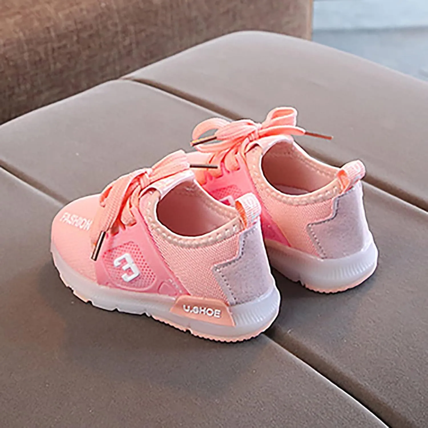Toddler Boys Girls Light Up Shoes LED Flashing Lightweight Mesh Breathable Adorable Running Slip on Shoes Little Girls