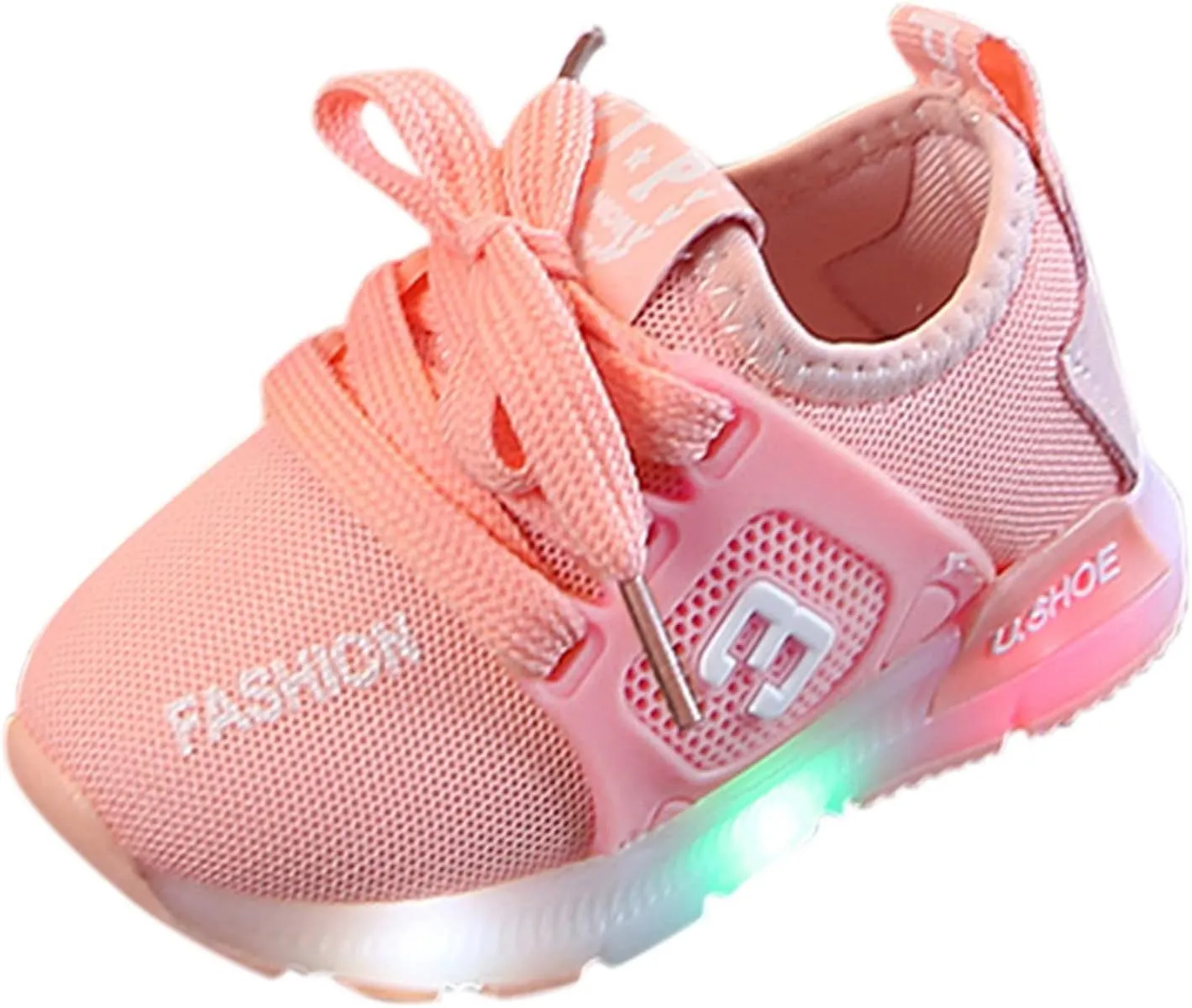 Toddler Boys Girls Light Up Shoes LED Flashing Lightweight Mesh Breathable Adorable Running Slip on Shoes Little Girls