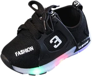 Toddler Boys Girls Light Up Shoes LED Flashing Lightweight Mesh Breathable Adorable Running Slip on Shoes Little Girls