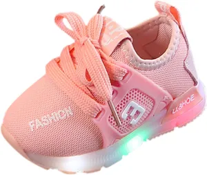 Toddler Boys Girls Light Up Shoes LED Flashing Lightweight Mesh Breathable Adorable Running Slip on Shoes Little Girls