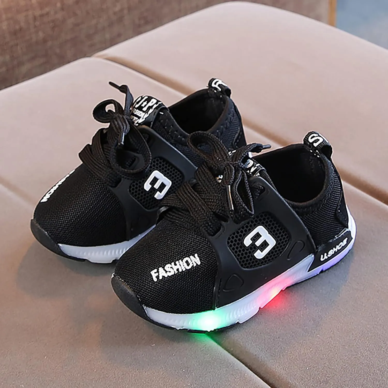 Toddler Boys Girls Light Up Shoes LED Flashing Lightweight Mesh Breathable Adorable Running Slip on Shoes Little Girls