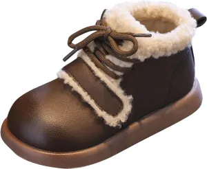 Toddler Girls Ankle Boots Fashion Big Kids Winter Water Proof Flat Keep Warm Snow Boots Kids Light up Shoes