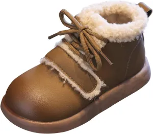 Toddler Girls Ankle Boots Fashion Big Kids Winter Water Proof Flat Keep Warm Snow Boots Kids Light up Shoes