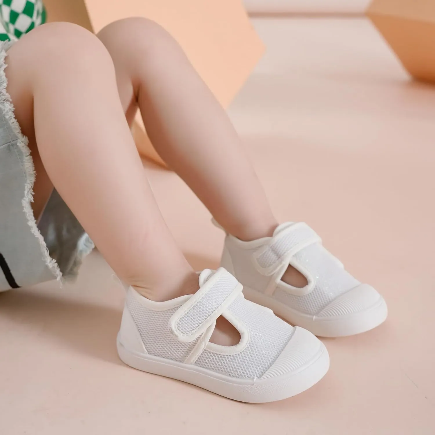 Toddler Girls Boys Shoes Kids Canvas Sneakers with Cartoon Print Adjustable Velcro Strap