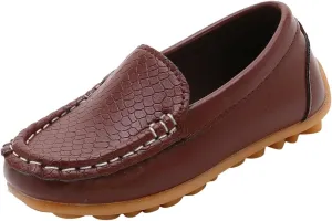 Toddler Little Kid Boys Girls Comfort Slip On Loafers Dress Flat Shoes aterproof Leather Cool Sport Casual Dress Shoes