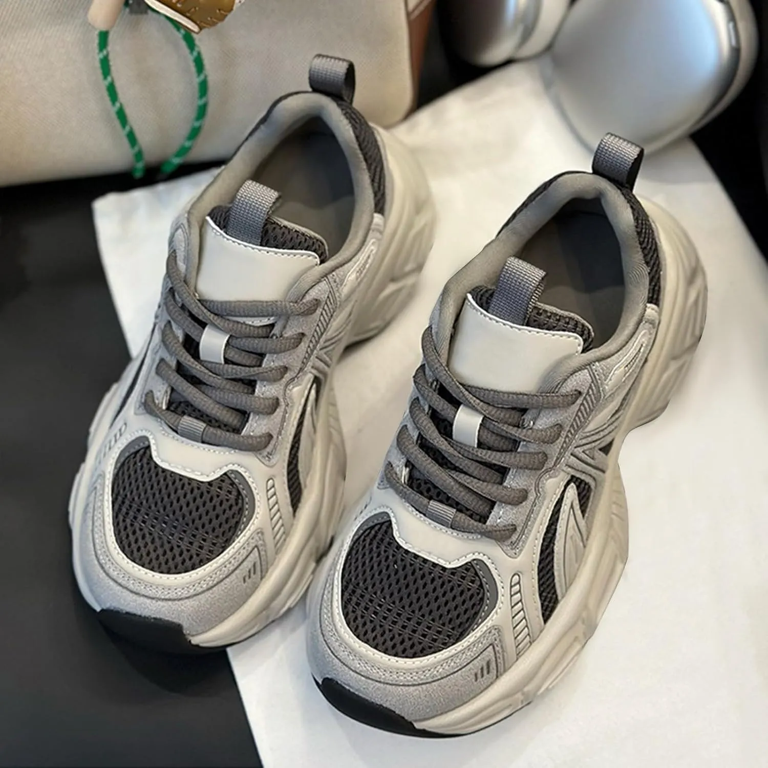 Toddler Mesh Breathable Sport Shoes Boys Kids Outdoor Running Sport Shoes Casual Retro Lace-Up Non Slip Breathable Shoes
