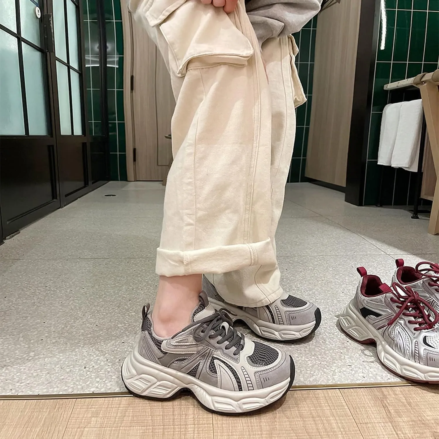 Toddler Mesh Breathable Sport Shoes Boys Kids Outdoor Running Sport Shoes Casual Retro Lace-Up Non Slip Breathable Shoes