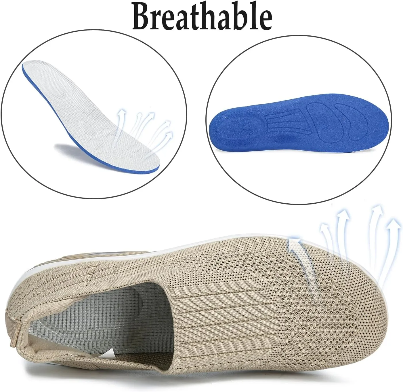 Touchmosees Women's Daily Walker Air Cushion Orthopedic Diabetic-Friendly Wedge Sneaker