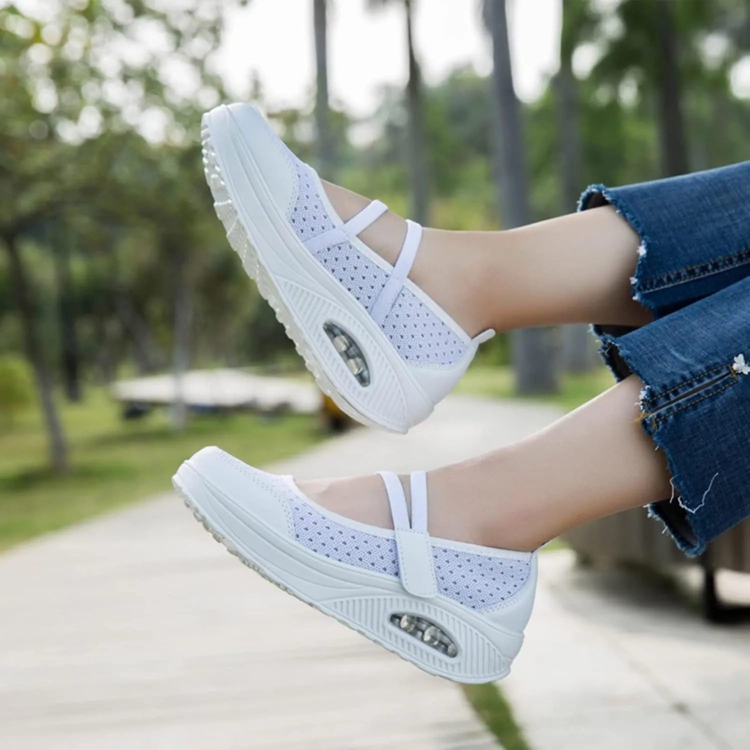 Touchmosees Women's Daily Walker Air Cushion Orthopedic Diabetic-Friendly Wedge Sneaker