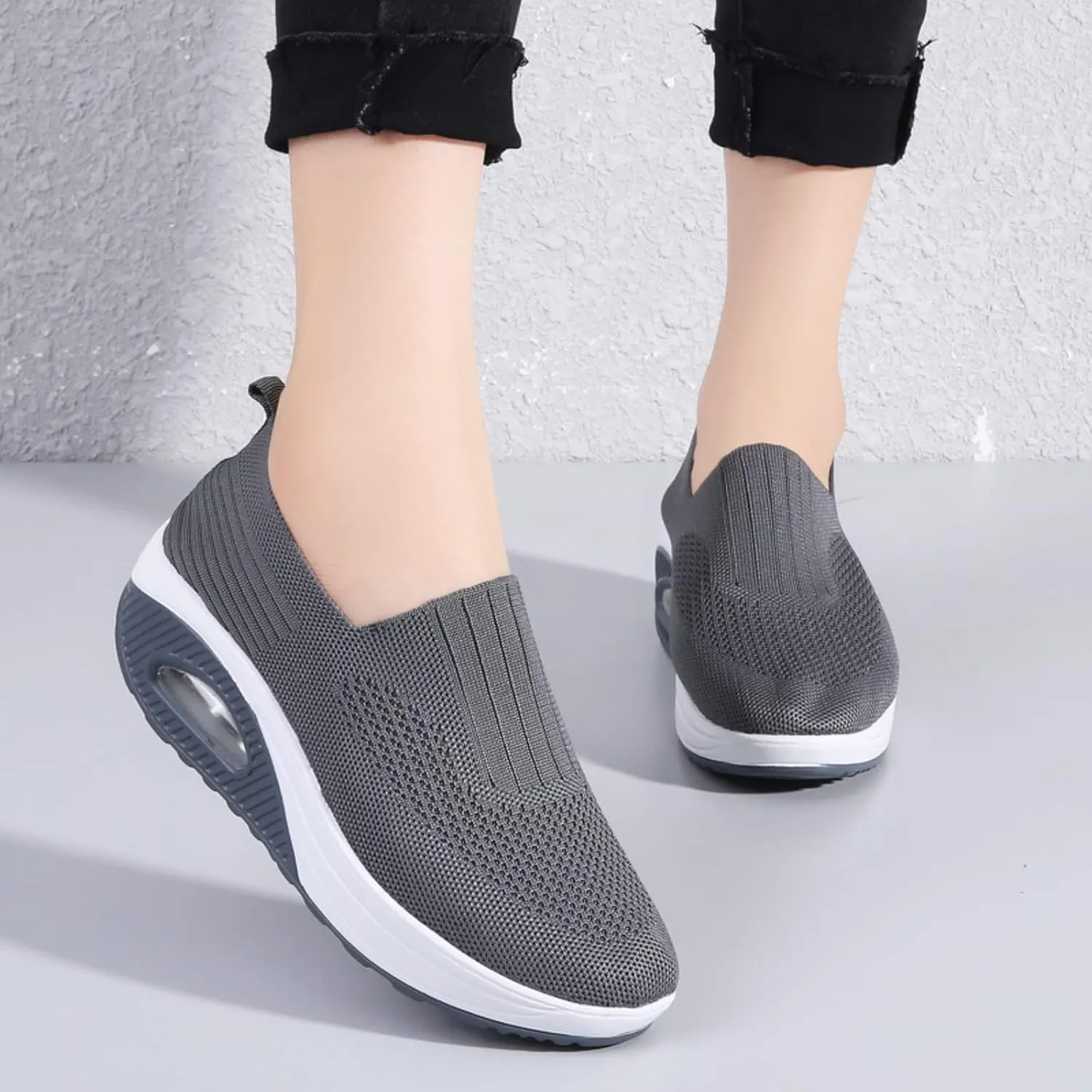 Touchmosees Women's Daily Walker Air Cushion Orthopedic Diabetic-Friendly Wedge Sneaker
