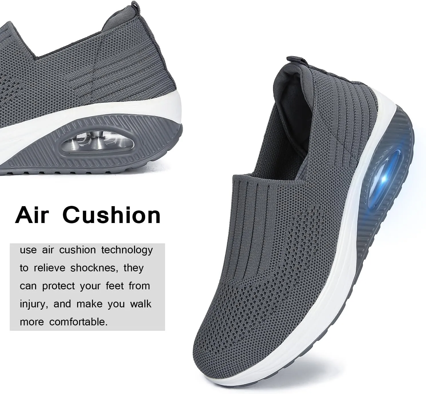 Touchmosees Women's Daily Walker Air Cushion Orthopedic Diabetic-Friendly Wedge Sneaker