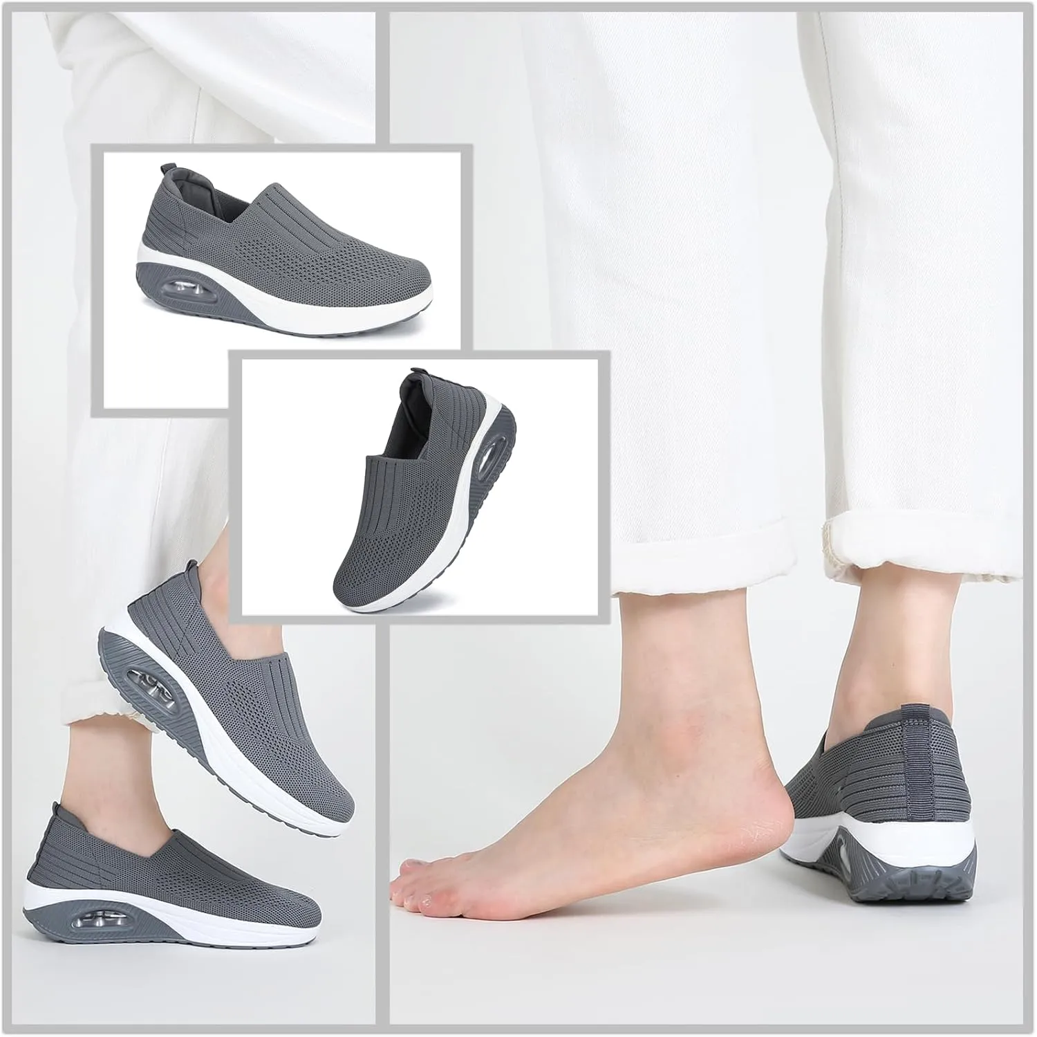 Touchmosees Women's Daily Walker Air Cushion Orthopedic Diabetic-Friendly Wedge Sneaker