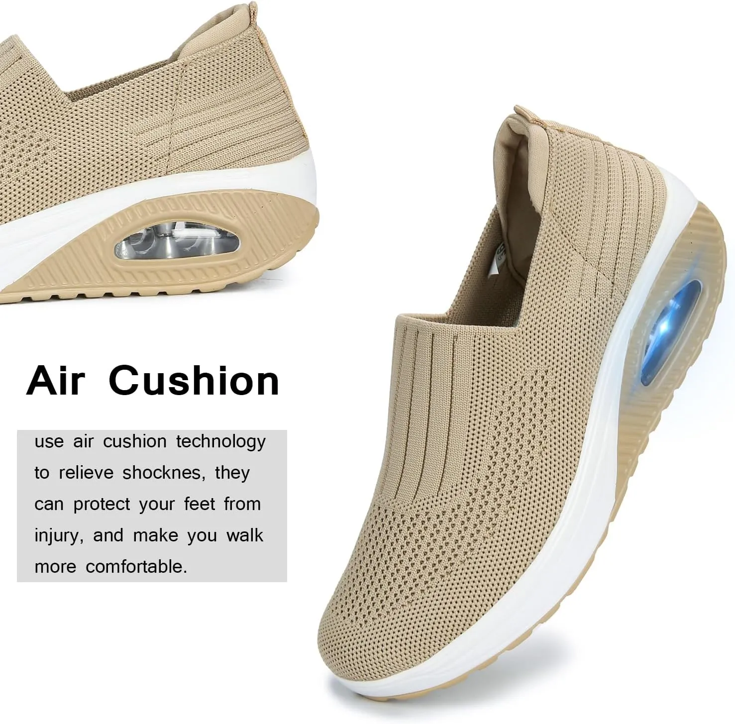 Touchmosees Women's Daily Walker Air Cushion Orthopedic Diabetic-Friendly Wedge Sneaker