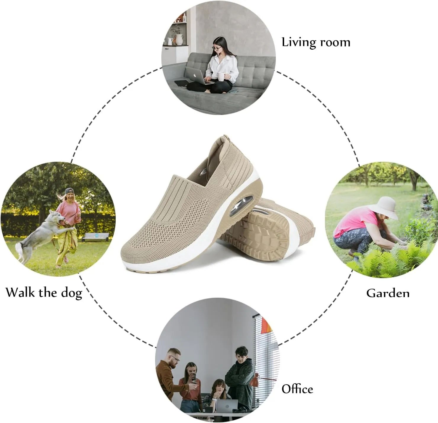 Touchmosees Women's Daily Walker Air Cushion Orthopedic Diabetic-Friendly Wedge Sneaker