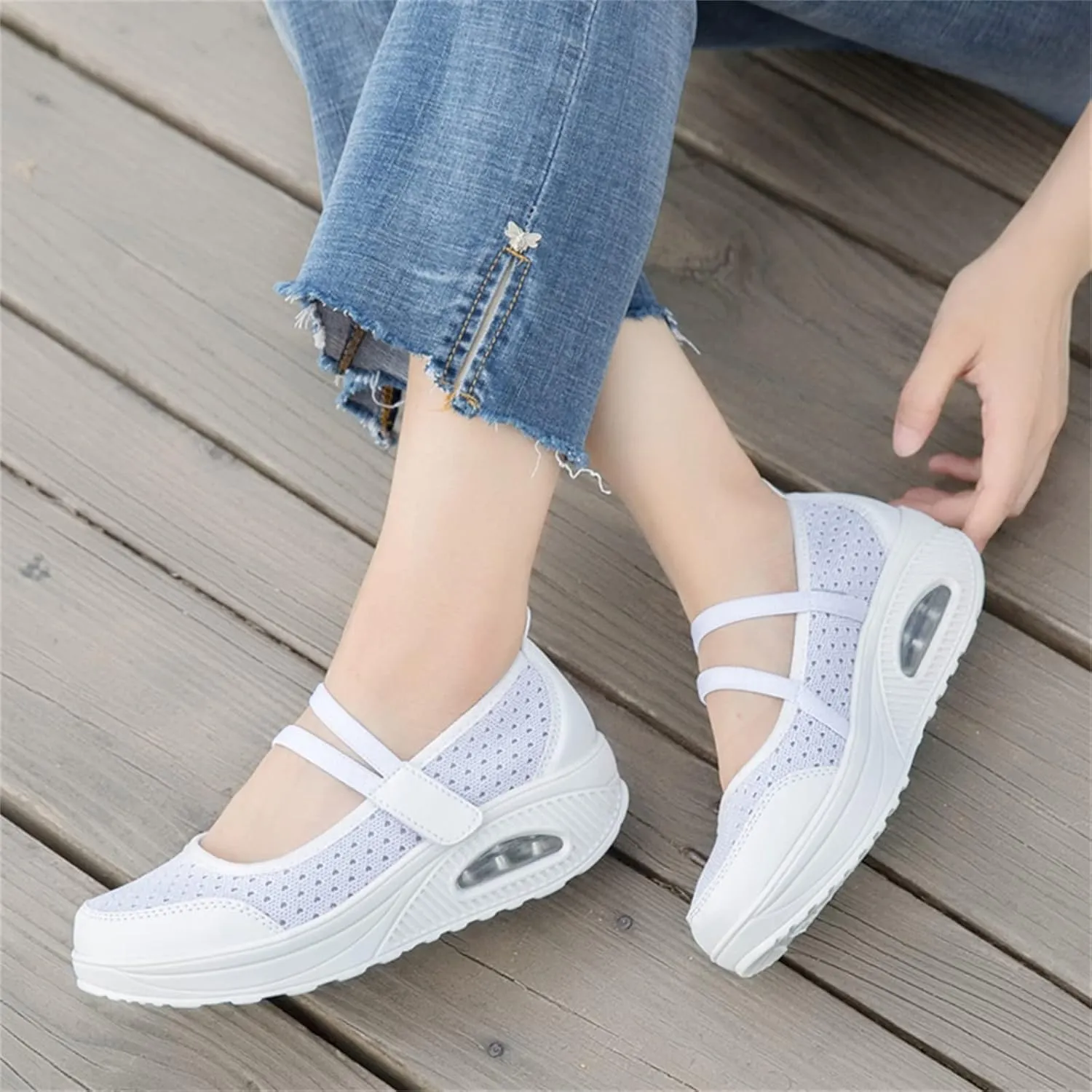 Touchmosees Women's Daily Walker Air Cushion Orthopedic Diabetic-Friendly Wedge Sneaker