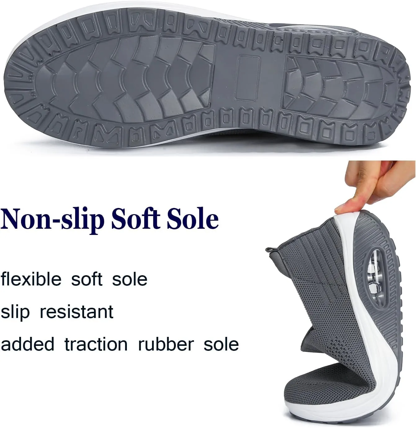 Touchmosees Women's Daily Walker Air Cushion Orthopedic Diabetic-Friendly Wedge Sneaker