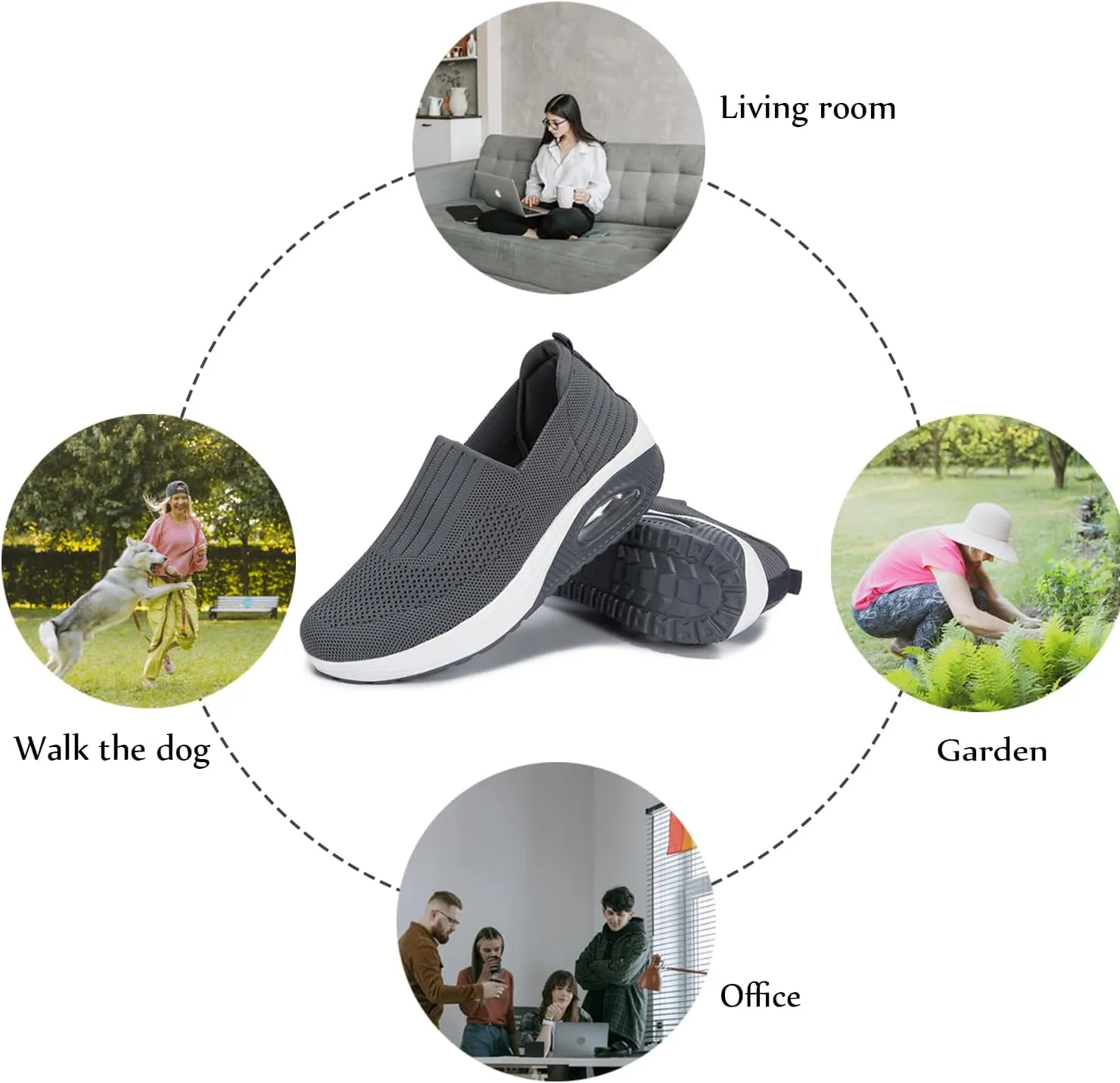 Touchmosees Women's Daily Walker Air Cushion Orthopedic Diabetic-Friendly Wedge Sneaker