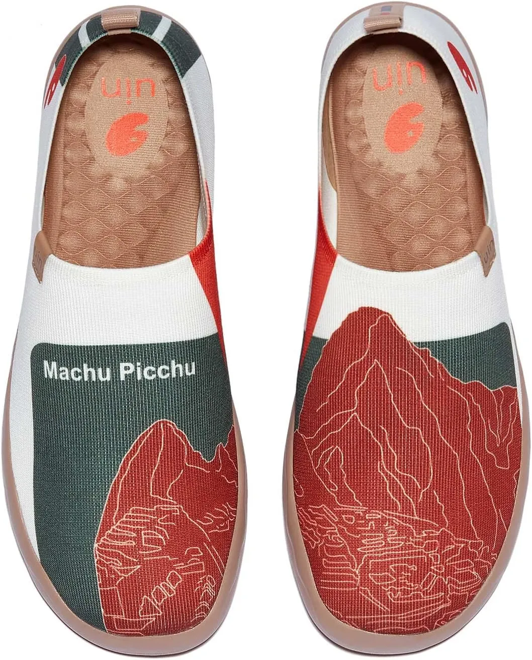 UIN Men's Loafers Lightweight Knitted Sneakers Walking Casual Slip Ons Funny Style Art Painted Travel Shoes Macchu Picchu (6.5)