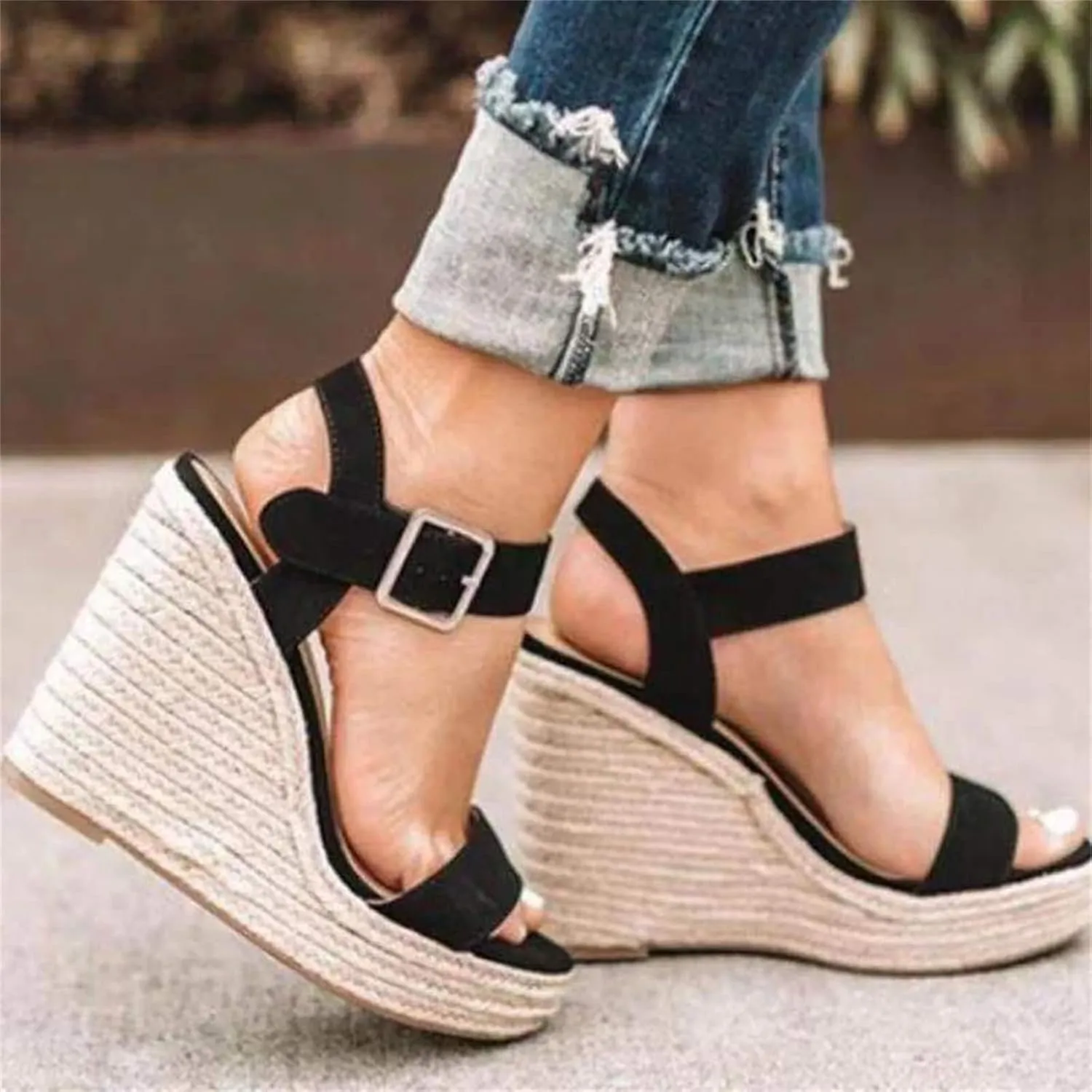 UOQAPRE Sandals for Women Platform Wedge Open Toe Low Heel Beach Womens Sandals Flats Heel Ankle Chelsea Dress Shoes
