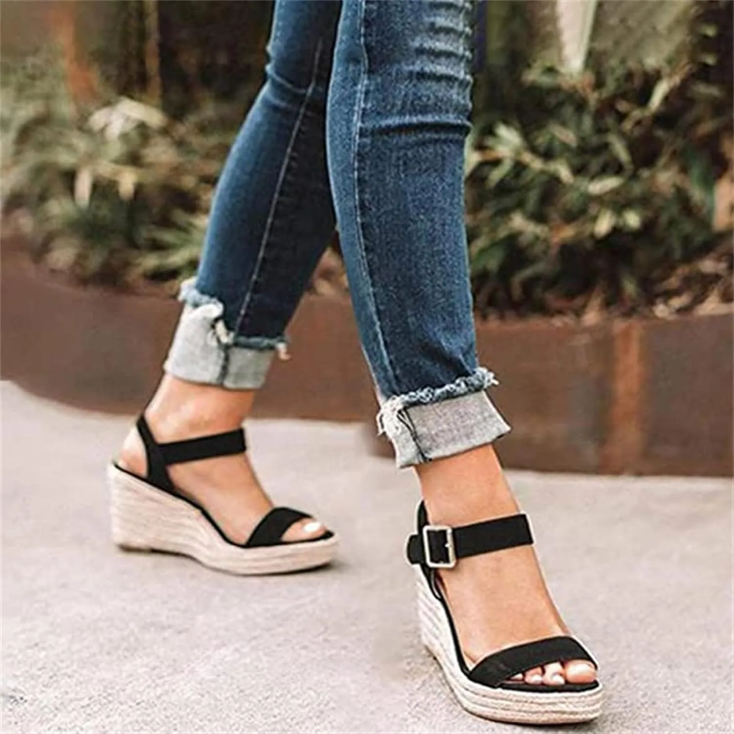UOQAPRE Sandals for Women Platform Wedge Open Toe Low Heel Beach Womens Sandals Flats Heel Ankle Chelsea Dress Shoes