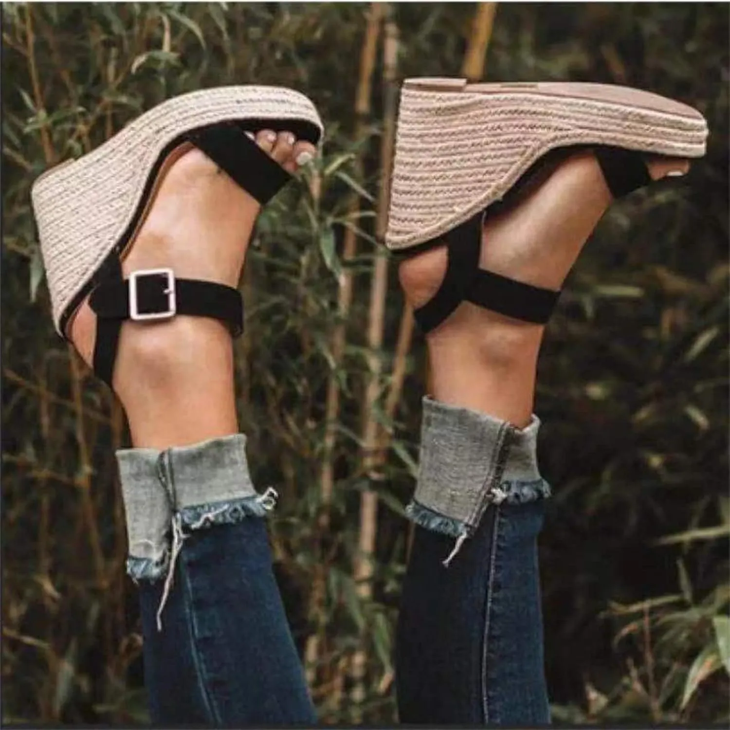 UOQAPRE Sandals for Women Platform Wedge Open Toe Low Heel Beach Womens Sandals Flats Heel Ankle Chelsea Dress Shoes