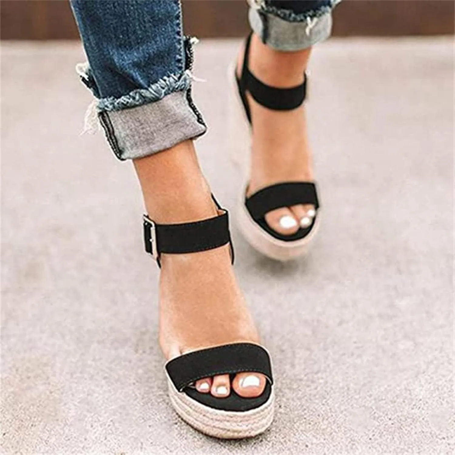UOQAPRE Sandals for Women Platform Wedge Open Toe Low Heel Beach Womens Sandals Flats Heel Ankle Chelsea Dress Shoes