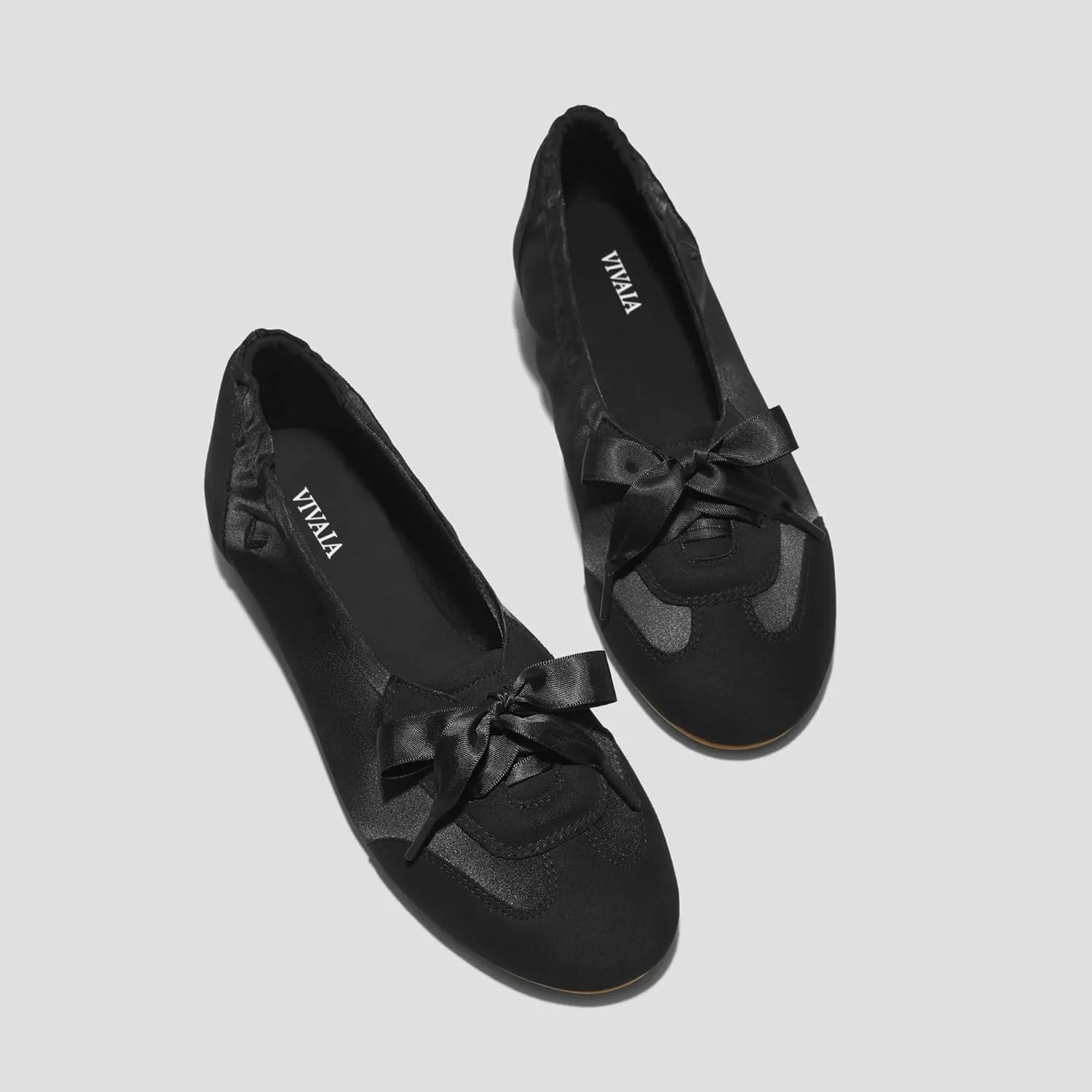 VIVIAIA Yanka Round-Toe Sporty Ballet Lace-Up Satin Sneakerina Flats