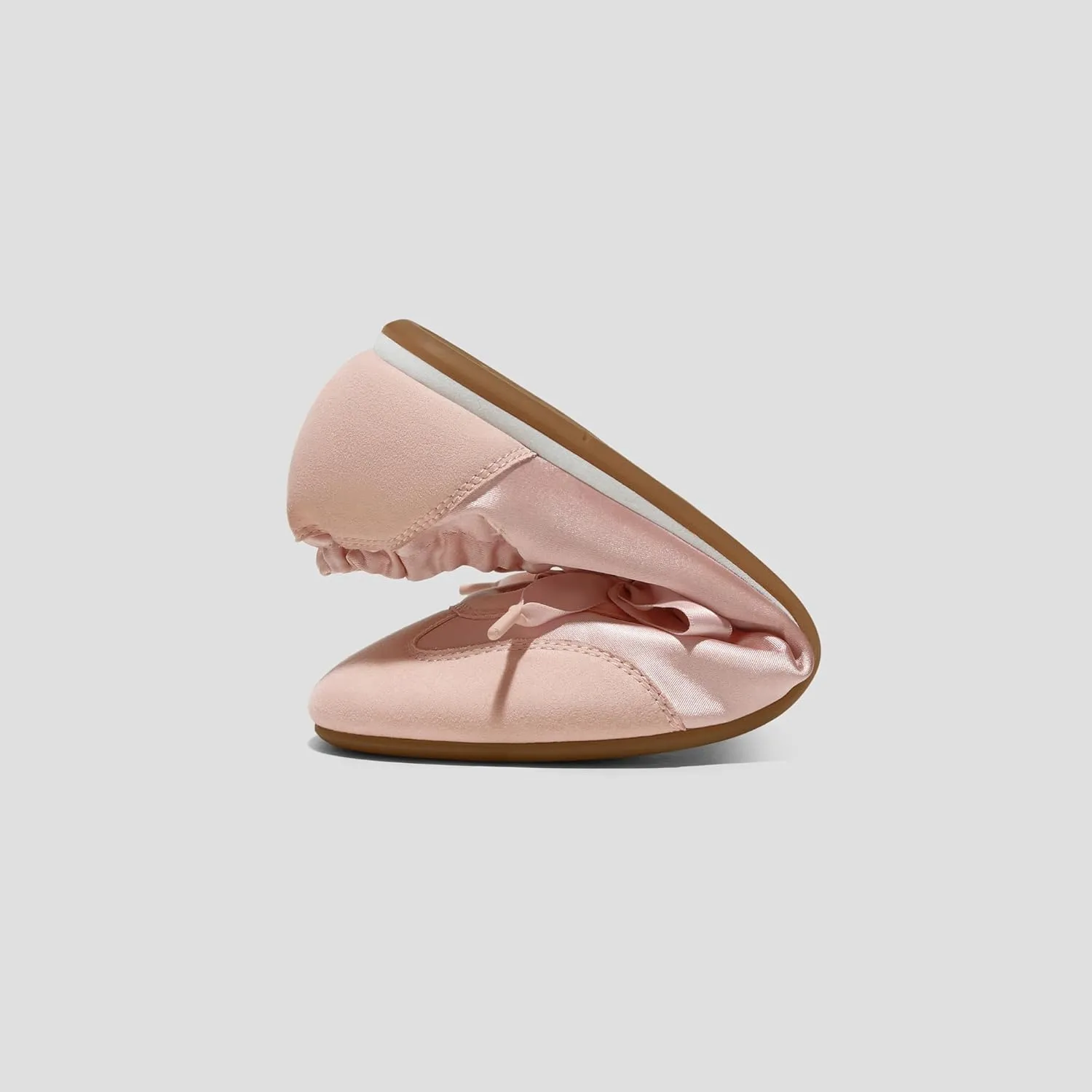 VIVIAIA Yanka Round-Toe Sporty Ballet Lace-Up Satin Sneakerina Flats