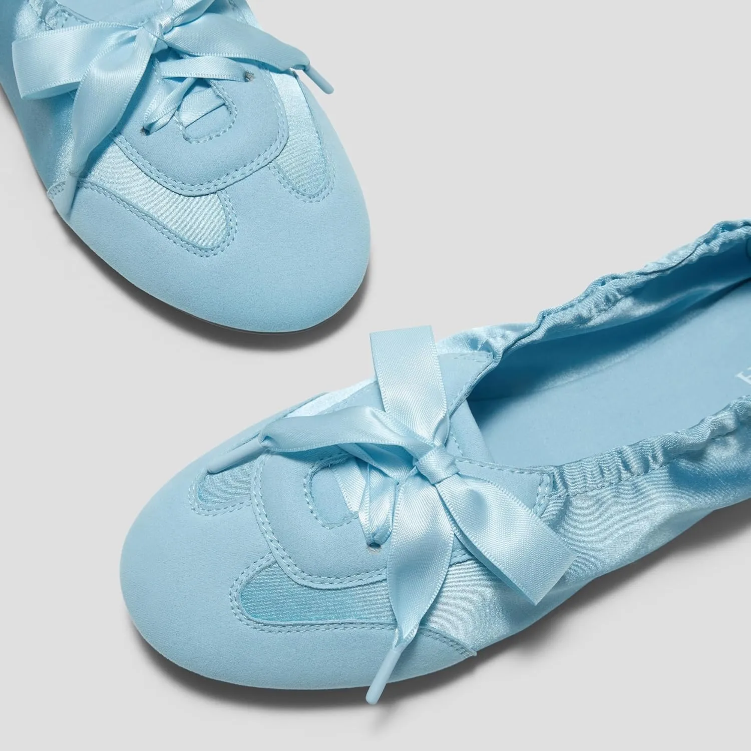 VIVIAIA Yanka Round-Toe Sporty Ballet Lace-Up Satin Sneakerina Flats