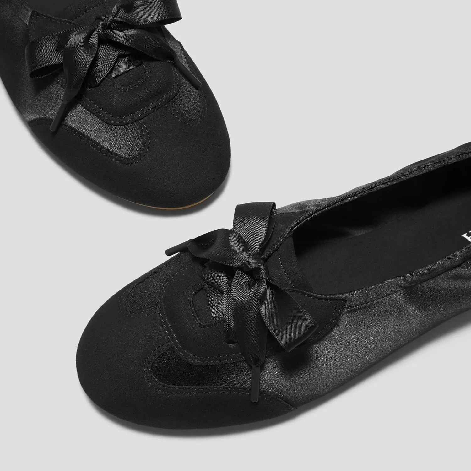 VIVIAIA Yanka Round-Toe Sporty Ballet Lace-Up Satin Sneakerina Flats