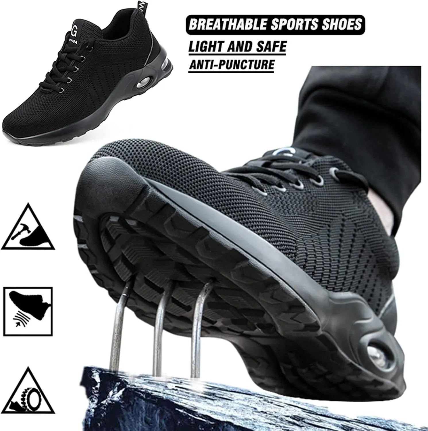 Walking Running Sneakers Shoes for Men Steel Cushion Trainers Toe Women Air Shoes Work Women's Shoes Casual Fashion Shoes