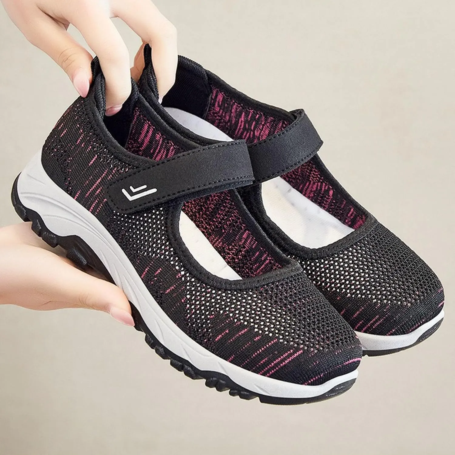 Walking Shoes for Women Non Slip Sneakers Breathable Mesh Orthopedic Sneakers Hook and Loop Strap Running Shoes