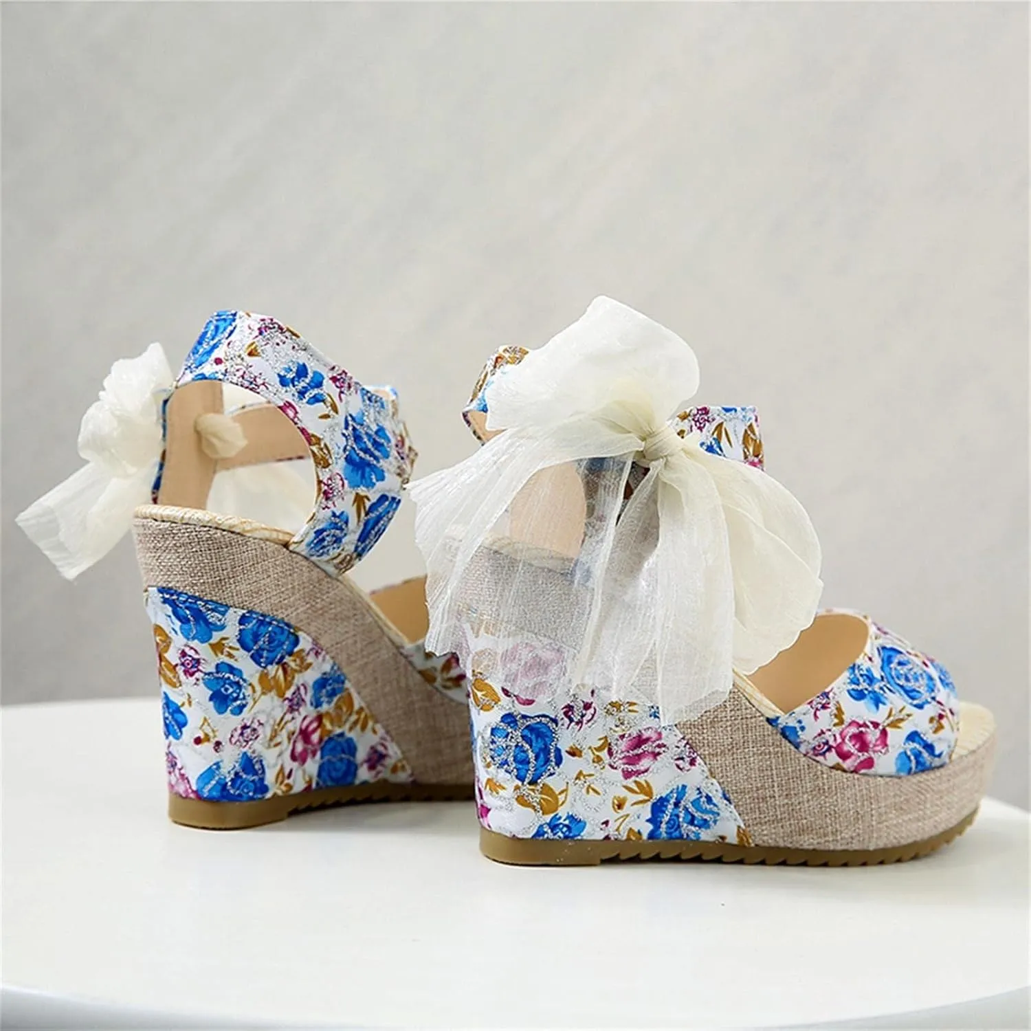 Wedge Sandal for Women Ankle Strap Flatform Arch Support Fish Mouth Toe Shoes Platform Espadrilles Lightweight Wide