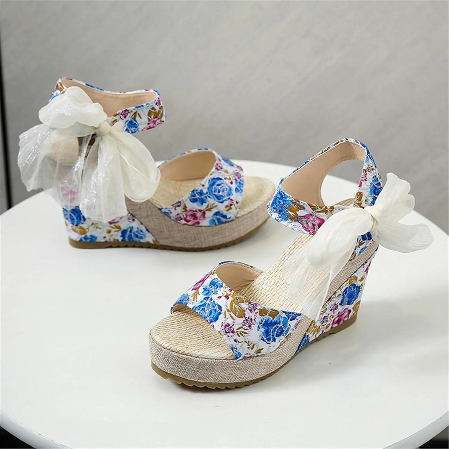 Wedge Sandal for Women Ankle Strap Flatform Arch Support Fish Mouth Toe Shoes Platform Espadrilles Lightweight Wide