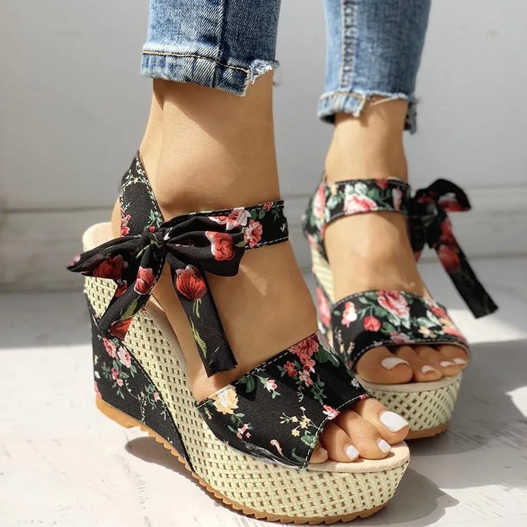 Wedge Sandal for Women Ankle Strap Flatform Arch Support Fish Mouth Toe Shoes Platform Espadrilles Waterproof Open