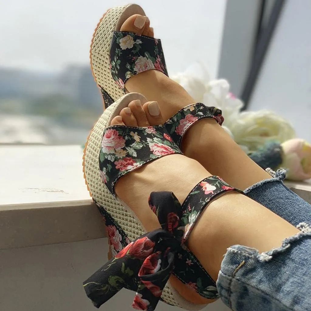 Wedge Sandal for Women Ankle Strap Flatform Arch Support Fish Mouth Toe Shoes Platform Espadrilles Waterproof Open