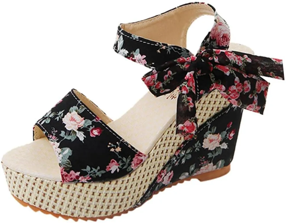 Wedge Sandal for Women Ankle Strap Flatform Arch Support Fish Mouth Toe Shoes Platform Espadrilles Waterproof Open